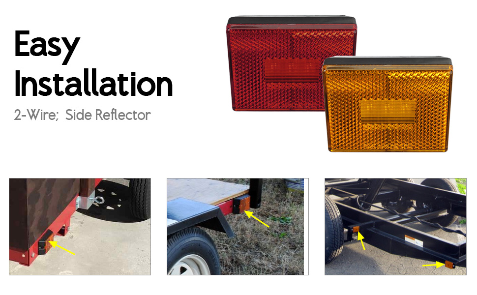 Square LED Trailer Clearance Side Marker Light with Reflector 4 B3 2