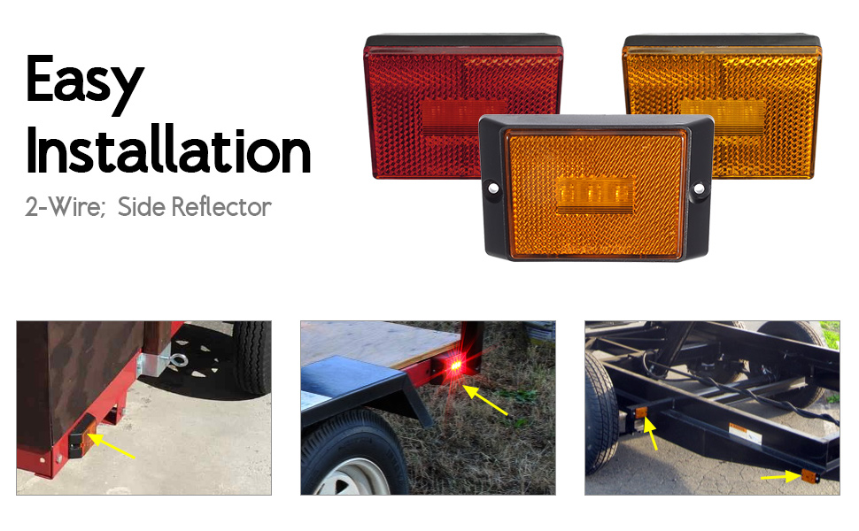 Square LED Trailer Clearance Side Marker Light with Reflector 5 B4 2